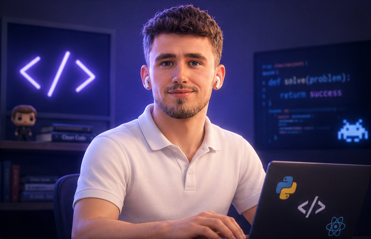 Mathis en environnement de développement, code Python et React